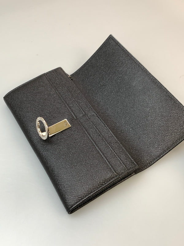 【中古品】【メンズ/レディース】 BVLGARI ブルガリ LONG WALLET 30414 ロゴ クリップ ロングウォレット 長財布 レインレザー 181-260820-em-37-min カラー：ブラック 万代Net店