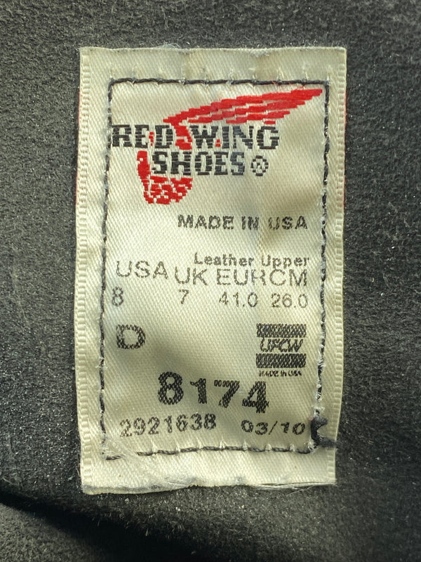 【中古品】【メンズ】 RED WING レッドウィング 8174 6ｰINCH CLASSIC ROUND 6インチ クラシック ラウンド ブーツ 靴 164-260819-jt-27-min サイズ：US 8 D 26.0cm カラー：ブラック 万代Net店
