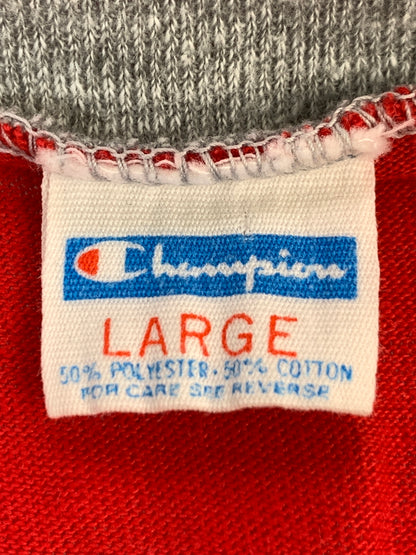 【中古品】【メンズ】 CHAMPION チャンピオン 70-80'S FOOTBALL TEE 70-80年代 フットボール ティー 半袖 Tシャツ ショートスリーブ ヴィンテージ 146-260822-hu-39-min サイズ：L カラー：グレー/レッド 万代Net店
