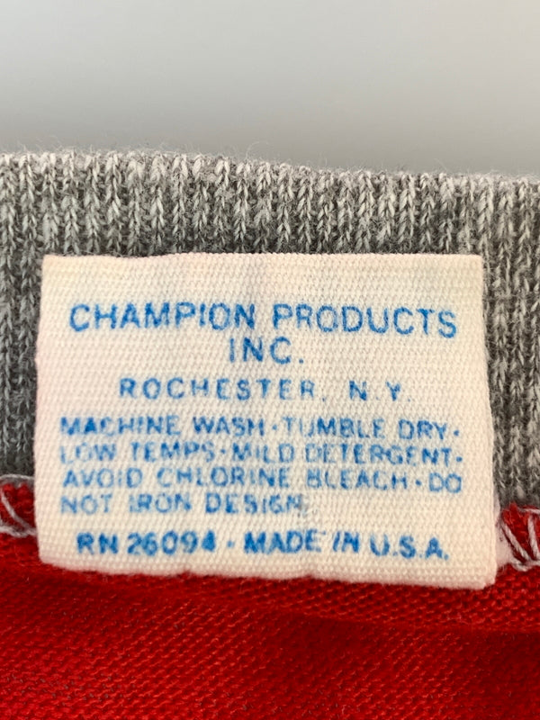 【中古品】【メンズ】 CHAMPION チャンピオン 70-80'S FOOTBALL TEE 70-80年代 フットボール ティー 半袖 Tシャツ ショートスリーブ ヴィンテージ 146-260822-hu-39-min サイズ：L カラー：グレー/レッド 万代Net店