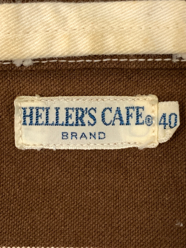 【中古品】【メンズ】 WAREHOUSE ウェアハウス HELLER'S CAFE プリズナーカバーオール ヘラーズカフェ メンズ 長袖シャツ ボーダー 縞模様 カバーオール 145-260818-em-14-min サイズ：40 カラー：ブラウン系 万代Net店