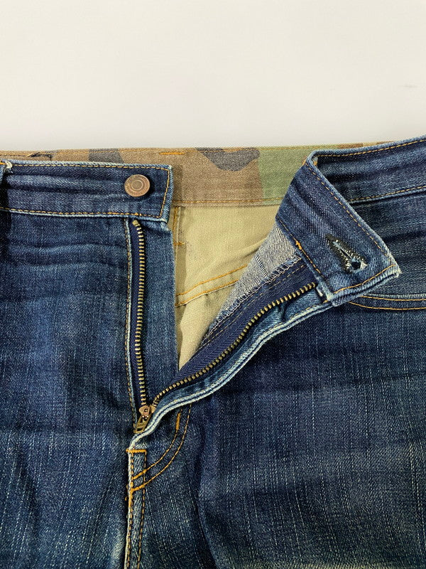 【中古品】【メンズ】 児島ジーンズ カモフラ切替 デニムパンツ ボトムス ジーパン 156-260821-hu-48-min サイズ：36 カラー：インディゴ/カモ 万代Net店