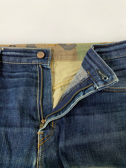 【中古品】【メンズ】 児島ジーンズ カモフラ切替 デニムパンツ ボトムス ジーパン 156-260821-hu-48-min サイズ：36 カラー：インディゴ/カモ 万代Net店