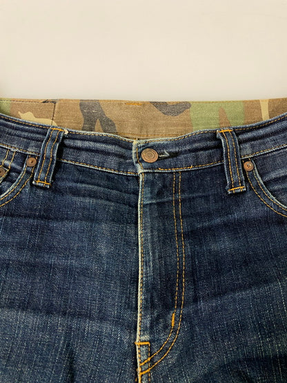 【中古品】【メンズ】 児島ジーンズ カモフラ切替 デニムパンツ ボトムス ジーパン 156-260821-hu-48-min サイズ：36 カラー：インディゴ/カモ 万代Net店