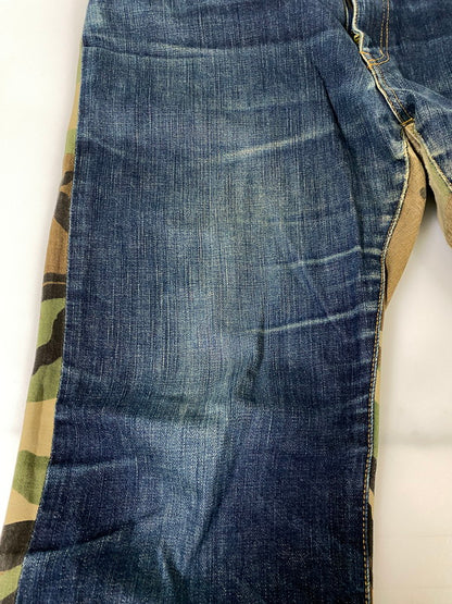 【中古品】【メンズ】 児島ジーンズ カモフラ切替 デニムパンツ ボトムス ジーパン 156-260821-hu-48-min サイズ：36 カラー：インディゴ/カモ 万代Net店