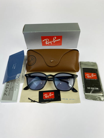 【中古品】【メンズ】 RAY-BAN レイバン WELLINGTON SUNGLASSES ウェリントン サングラス RB4258-F 52□20 150 アイウェア メガネ 眼鏡 203-260821-hu-13-min サイズ：52□20 150 カラー：ブラック/ブルー 万代Net店
