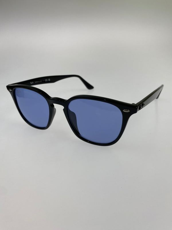 【中古品】【メンズ】 RAY-BAN レイバン WELLINGTON SUNGLASSES ウェリントン サングラス RB4258-F 52□20 150 アイウェア メガネ 眼鏡 203-260821-hu-13-min サイズ：52□20 150 カラー：ブラック/ブルー 万代Net店