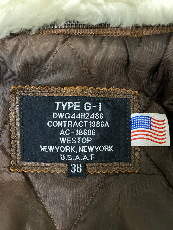 【中古品】【メンズ】 WESTOP ウエストップ G-1 FLIGHT JACKET フライトジャケット 上着 アウター 146-260821-hu-43-min サイズ：38 カラー：ブラウン 万代Net店