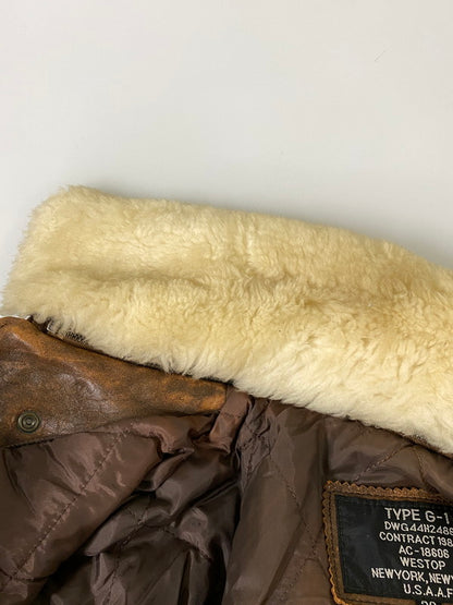 【中古品】【メンズ】 WESTOP ウエストップ G-1 FLIGHT JACKET フライトジャケット 上着 アウター 146-260821-hu-43-min サイズ：38 カラー：ブラウン 万代Net店