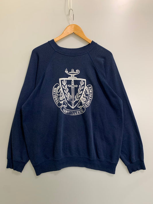 【中古品】【メンズ】 USED ユーズド 70's NATIONAL PANHELLENIC CONFERENCE SWEATSHIRT ロゴ スウェットシャツ トレーナー トップス 146-260821-yn-10-min カラー：ネイビー 万代Net店