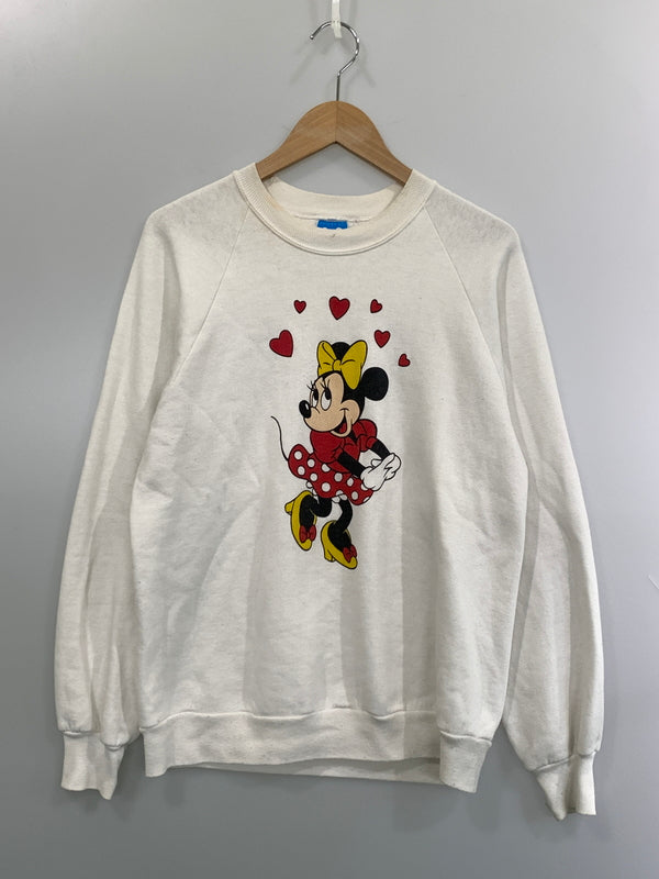 【現状渡し品】【メンズ】 DISNEY ディズニー 80S MINNIE LS SWEAT SHIRT 80年代 ミニー ロングスリーブ スウェット シャツ トレーナー 長袖 146-260822-hu-23-min サイズ：M カラー：ホワイト 万代Net店