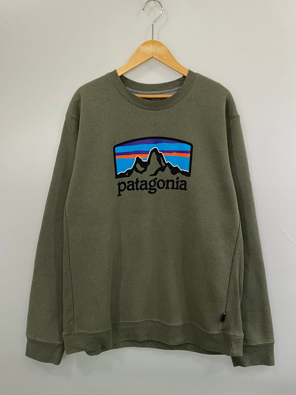 【中古品】【メンズ】 PATAGONIA パタゴニア PRINT SWEATSHIRT プリント スウェット シャツ 39626FA23 トレーナー トップス 144-260922-hu-33-min サイズ：L カラー：カーキグリーン（色あせ） 万代Net店