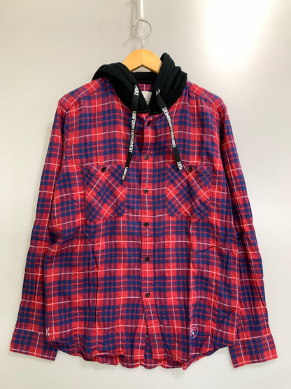 【中古品】【メンズ】 UNIFORM EXPERIMENT ユニフォームエクスペリメント STAR FLANNEL CHECK BIG HOODED SHIRT UE-160048 スター フランネル フード付き チェックシャツ 142-260820-em-19-min サイズ：2 カラー：レッド系 万代Net店