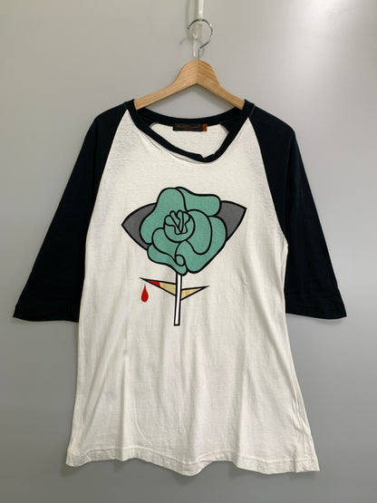 【中古品】【メンズ】 UNDERCOVER アンダーカバー ROSE RAGLAN TEE 7S285-CS14 ローズ ラグラン Tシャツ メンズ トップス 薔薇 140-260820-em-05-min サイズ：2 カラー：ブラック/ホワイト 万代Net店