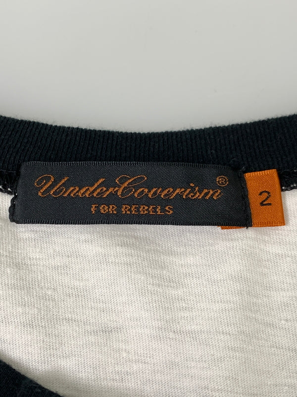 【中古品】【メンズ】 UNDERCOVER アンダーカバー ROSE RAGLAN TEE 7S285-CS14 ローズ ラグラン Tシャツ メンズ トップス 薔薇 140-260820-em-05-min サイズ：2 カラー：ブラック/ホワイト 万代Net店