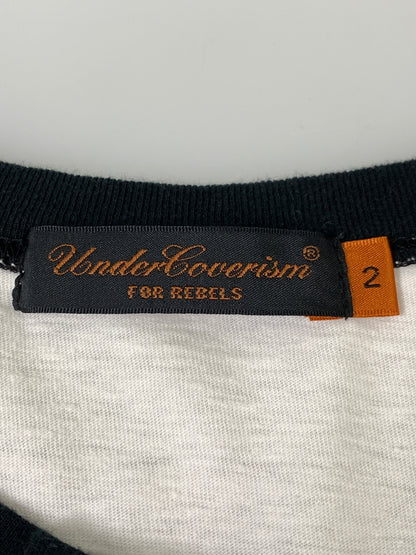 【中古品】【メンズ】 UNDERCOVER アンダーカバー ROSE RAGLAN TEE 7S285-CS14 ローズ ラグラン Tシャツ メンズ トップス 薔薇 140-260820-em-05-min サイズ：2 カラー：ブラック/ホワイト 万代Net店
