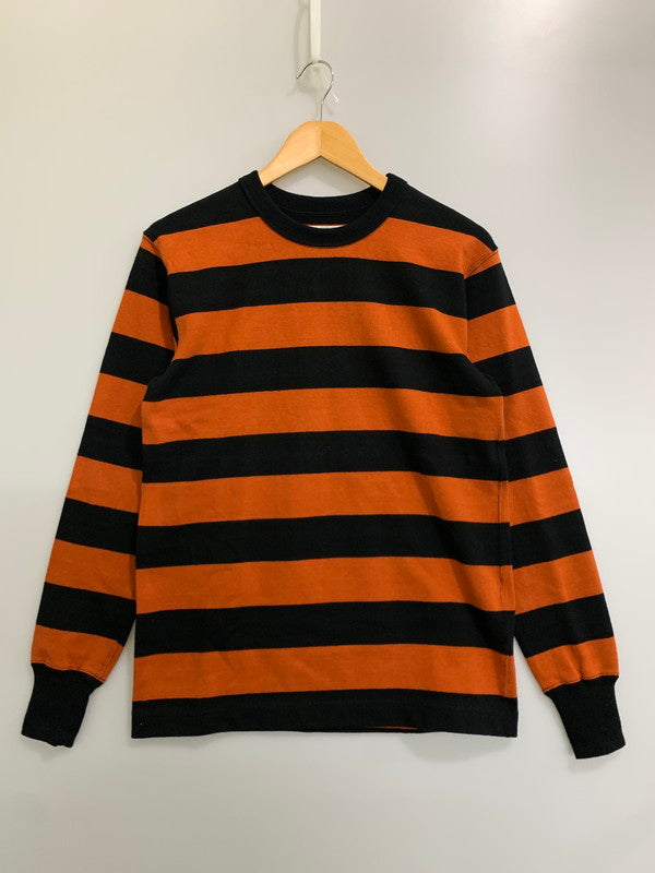 【中古品】【メンズ】 WEST RIDE ウエストライド HEAVY BORDER LONG TEE ヘビー ボーダー ロング Tシャツ 長袖Tシャツ トップス 145-260821-yn-28-min サイズ：36 カラー：ブラック/オレンジ 万代Net店