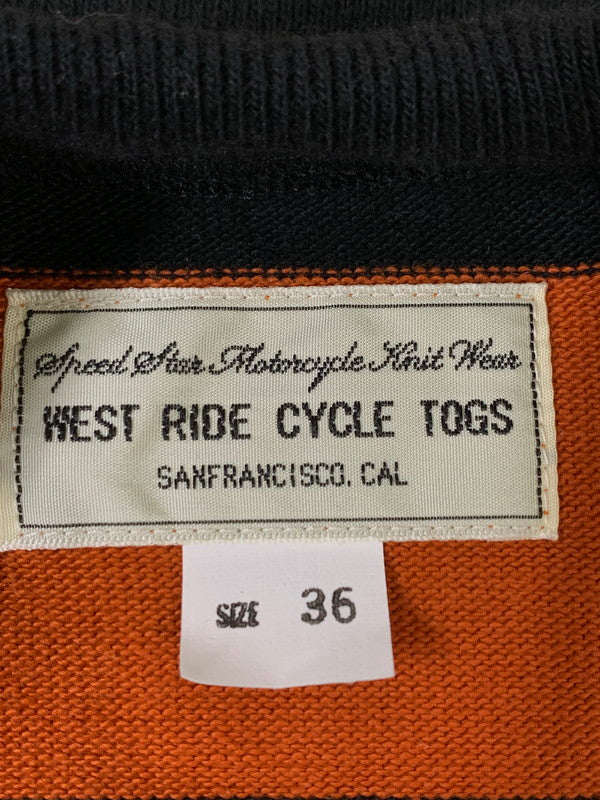 【中古品】【メンズ】 WEST RIDE ウエストライド HEAVY BORDER LONG TEE ヘビー ボーダー ロング Tシャツ 長袖Tシャツ トップス 145-260821-yn-28-min サイズ：36 カラー：ブラック/オレンジ 万代Net店