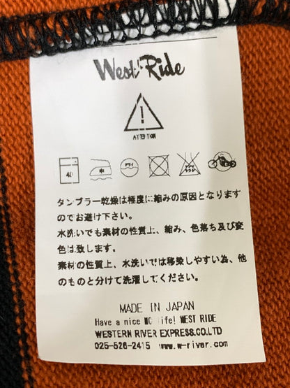 【中古品】【メンズ】 WEST RIDE ウエストライド HEAVY BORDER LONG TEE ヘビー ボーダー ロング Tシャツ 長袖Tシャツ トップス 145-260821-yn-28-min サイズ：36 カラー：ブラック/オレンジ 万代Net店