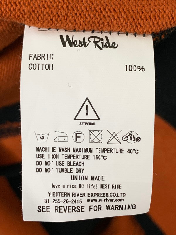【中古品】【メンズ】 WEST RIDE ウエストライド HEAVY BORDER LONG TEE ヘビー ボーダー ロング Tシャツ 長袖Tシャツ トップス 145-260821-yn-28-min サイズ：36 カラー：ブラック/オレンジ 万代Net店
