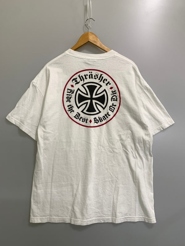 【中古品】【メンズ】 INDEPENDENT インディペンデント 00S アイアンクロス S/S TEE アイアンクロス ショートスリーブ 00年代 メンズ 半袖 Tシャツ トップス 146-260820-em-20-min サイズ：XL カラー：ホワイト 万代Net店