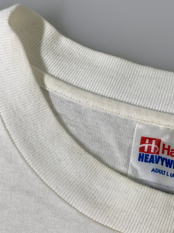 【中古品】【メンズ】 90S USA製 BOB HARRISON BEACH BUMS Tシャツ 90年代 ボブ・ハリソン ビーチ・バムズ 半袖 Tシャツ メンズ トップス 猫 キャット 146-260820-em-22-min サイズ：L カラー：ホワイト 万代Net店