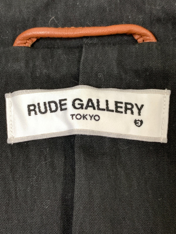 【中古品】【メンズ】 RUDE GALLERY ルードギャラリー TRENCH COAT トレンチ コート 上着 アウター 142-260829-hu-13-min サイズ：3 カラー：ブラック 万代Net店