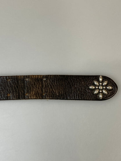 【中古品】【メンズ】 RUDE GALLERY ルードギャラリー STUDS LEATHER BELT スタッズ レザー ベルト 205-260907-yn-26-min サイズ：32 カラー：ブラック 万代Net店