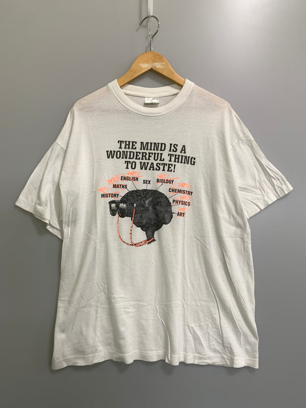 【中古品】【メンズ】 BRAIN WAVES ブレイン・ウェーブス 90S EURO TEE 90年代 ユーロ 半袖 Tシャツ メンズ トップス ヴィンテージ 146-260823-em-21-min サイズ：XL カラー：ホワイト 万代Net店