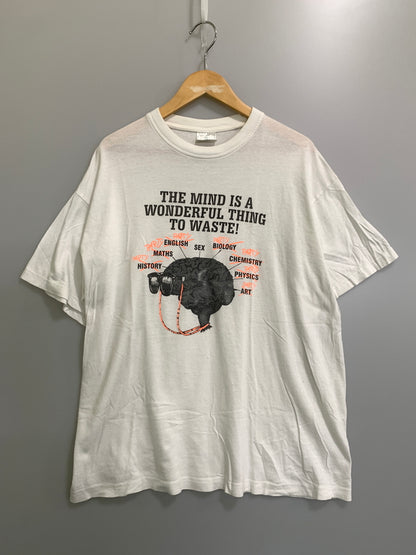 【中古品】【メンズ】 BRAIN WAVES ブレイン・ウェーブス 90S EURO TEE 90年代 ユーロ 半袖 Tシャツ メンズ トップス ヴィンテージ 146-260823-em-21-min サイズ：XL カラー：ホワイト 万代Net店