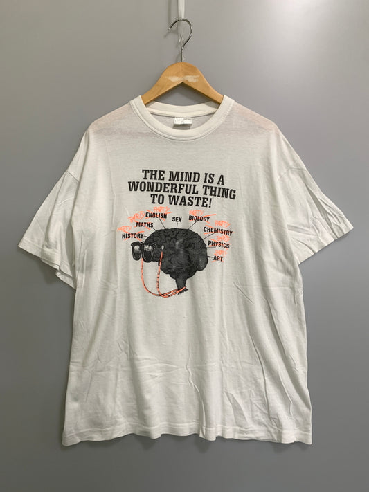 【中古品】【メンズ】 BRAIN WAVES ブレイン・ウェーブス 90S EURO TEE 90年代 ユーロ 半袖 Tシャツ メンズ トップス ヴィンテージ 146-260823-em-21-min サイズ：XL カラー：ホワイト 万代Net店