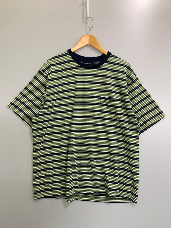 【中古品】【メンズ】 PURITAN ピューリタン BORDER POCKET SS TEE 90S ボーダー ポケット ショートスリーブ ティー 90年代 半袖 Tシャツ ヴィンテージ 146-260823-em-13-min サイズ：XL 46-48 カラー：グリーン系 万代Net店