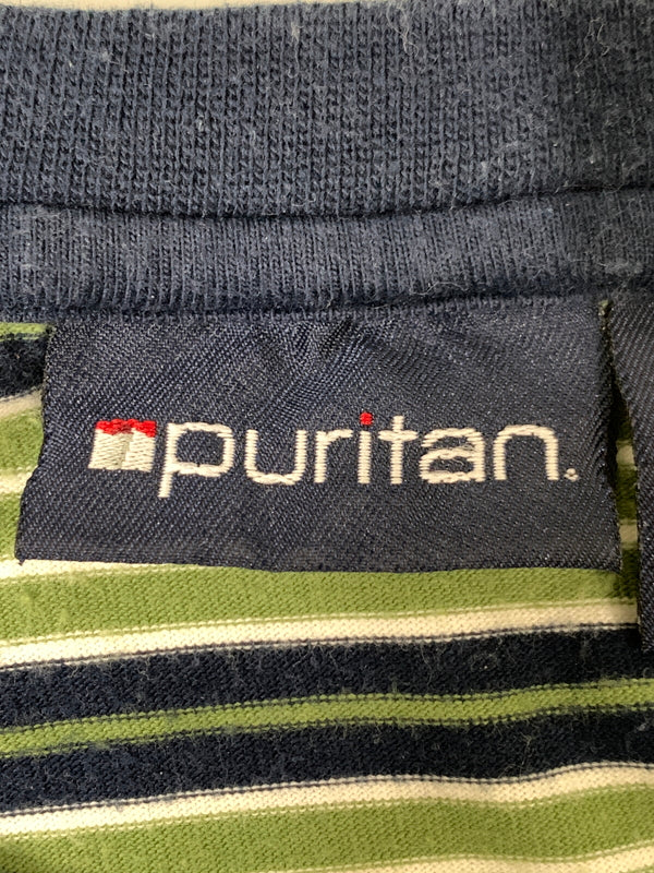 【中古品】【メンズ】 PURITAN ピューリタン BORDER POCKET SS TEE 90S ボーダー ポケット ショートスリーブ ティー 90年代 半袖 Tシャツ ヴィンテージ 146-260823-em-13-min サイズ：XL 46-48 カラー：グリーン系 万代Net店