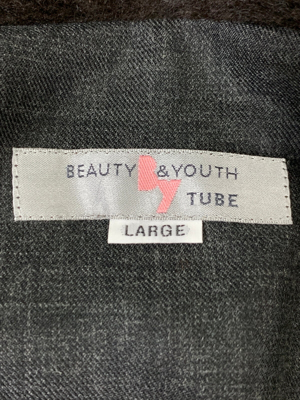【中古品】【メンズ】 BEAUTY&YOUTH×TUBE ビューティ アンド ユース チューブ FUR JACKET ファージャケット TC-4431 上着 アウター 147-260829-hu-06-min サイズ：Ｌ カラー：ブラウン 万代Net店