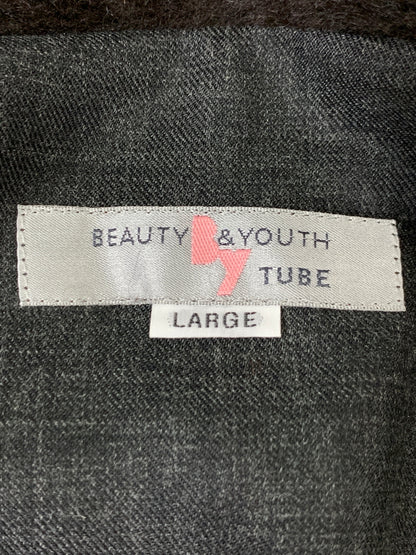 【中古品】【メンズ】 BEAUTY&YOUTH×TUBE ビューティ アンド ユース チューブ FUR JACKET ファージャケット TC-4431 上着 アウター 147-260829-hu-06-min サイズ：Ｌ カラー：ブラウン 万代Net店