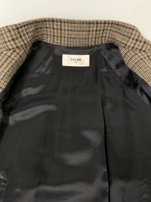 【中古美品】【メンズ】 CELINE セリーヌ 22AW TEDDY JACKET WITH STAND UP COLLAR IN CHECKED WOOL 2V20L826R テディ ジャケット 141-260823-em-01-min サイズ：48 カラー：ブラウン系 万代Net店