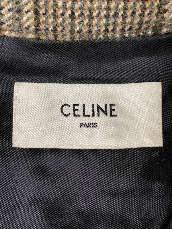 【中古美品】【メンズ】 CELINE セリーヌ 22AW TEDDY JACKET WITH STAND UP COLLAR IN CHECKED WOOL 2V20L826R テディ ジャケット 141-260823-em-01-min サイズ：48 カラー：ブラウン系 万代Net店
