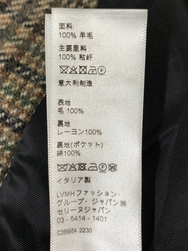 【中古美品】【メンズ】 CELINE セリーヌ 22AW TEDDY JACKET WITH STAND UP COLLAR IN CHECKED WOOL 2V20L826R テディ ジャケット 141-260823-em-01-min サイズ：48 カラー：ブラウン系 万代Net店