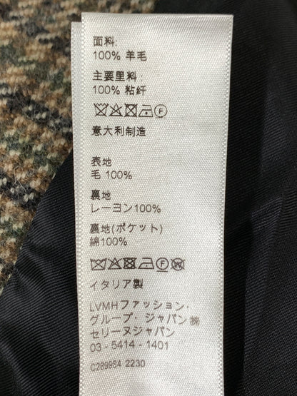 【中古美品】【メンズ】 CELINE セリーヌ 22AW TEDDY JACKET WITH STAND UP COLLAR IN CHECKED WOOL 2V20L826R テディ ジャケット 141-260823-em-01-min サイズ：48 カラー：ブラウン系 万代Net店