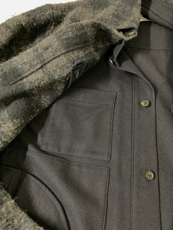 【中古品】【メンズ】 STEIN シュタイン OVERSIZED BLANKET CPO SHIRT オーバーサイズド ブランケット シャツジャケット 長袖 ワークシャツ 140-260823-em-05-min サイズ：S カラー：ブラック/グレー 万代Net店