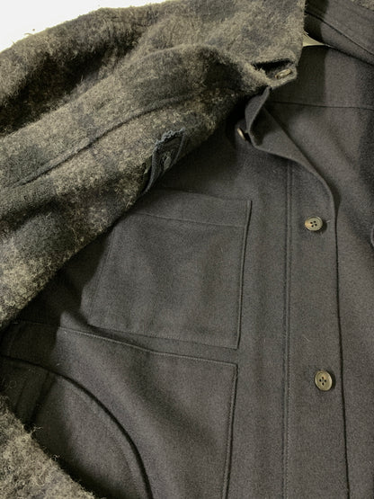 【中古品】【メンズ】 STEIN シュタイン OVERSIZED BLANKET CPO SHIRT オーバーサイズド ブランケット シャツジャケット 長袖 ワークシャツ 140-260823-em-05-min サイズ：S カラー：ブラック/グレー 万代Net店