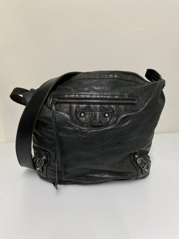 【現状渡し品】【メンズ/レディース】 BALENCIAGA バレンシアガ 00S ”THE DAY” SHOULDER BAG 00年代 ザ デイ ショルダーバッグ ヴィンテージ レザー 180-260830-em-06-min カラー：ブラック 万代Net店