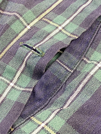 【中古品】【メンズ】 POLO RALPH LAUREN ポロ・ラルフローレン 90S CHECK BUTTON UP HOODIE チェックボタンフーディ 長袖パーカー チェックシャツ 146-260910-ta-05-min サイズ：XXL カラー：グリーン/ネイビー系 万代Net店