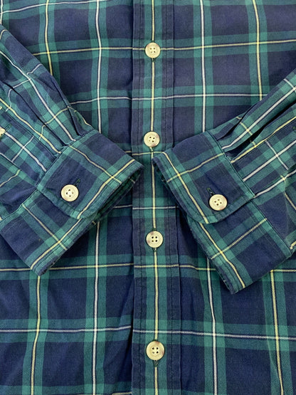 【中古品】【メンズ】 POLO RALPH LAUREN ポロ・ラルフローレン 90S CHECK BUTTON UP HOODIE チェックボタンフーディ 長袖パーカー チェックシャツ 146-260910-ta-05-min サイズ：XXL カラー：グリーン/ネイビー系 万代Net店
