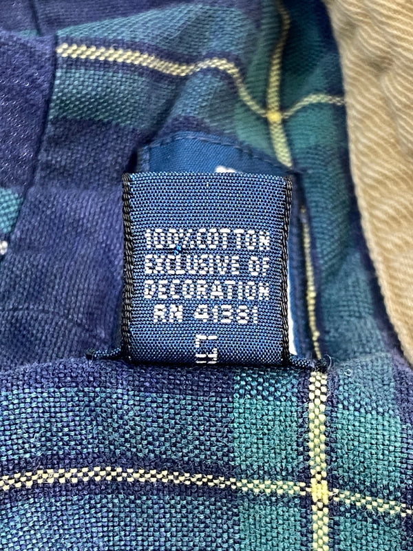 【中古品】【メンズ】 POLO RALPH LAUREN ポロ・ラルフローレン 90S CHECK BUTTON UP HOODIE チェックボタンフーディ 長袖パーカー チェックシャツ 146-260910-ta-05-min サイズ：XXL カラー：グリーン/ネイビー系 万代Net店