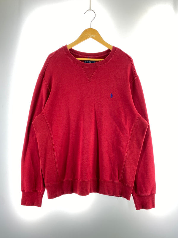 【中古品】【メンズ】 POLO RALPH LAUREN ポロ・ラルフローレン 90S LOGO SWEATSHIRT ロゴスウェットシャツ トレーナー 裏起毛 146-260910-ta-02-min サイズ：L カラー：レッド 万代Net店
