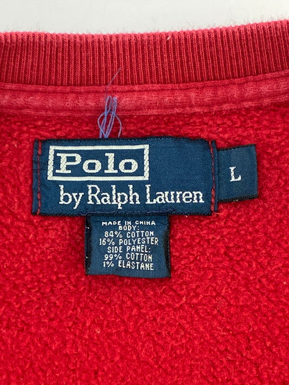 【中古品】【メンズ】 POLO RALPH LAUREN ポロ・ラルフローレン 90S LOGO SWEATSHIRT ロゴスウェットシャツ トレーナー 裏起毛 146-260910-ta-02-min サイズ：L カラー：レッド 万代Net店