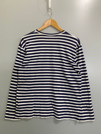 【中古品】【メンズ】 PLAY COMME DES GARCONS プレイコムデギャルソン LONG SLEEVE T-SHIRT WITH RED EMBLEM AZ-T010 BORDER ボーダー 長袖 Tシャツ 140-260823-em-14-min サイズ：L カラー：ネイビー/ホワイト 万代Net店