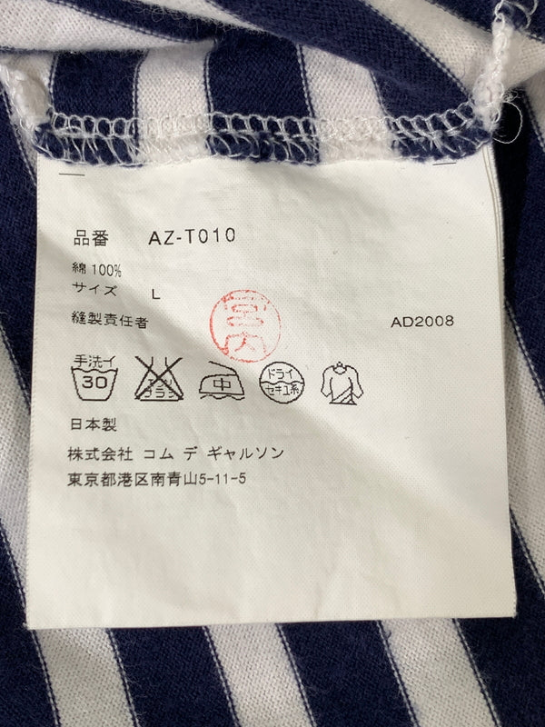 【中古品】【メンズ】 PLAY COMME DES GARCONS プレイコムデギャルソン LONG SLEEVE T-SHIRT WITH RED EMBLEM AZ-T010 BORDER ボーダー 長袖 Tシャツ 140-260823-em-14-min サイズ：L カラー：ネイビー/ホワイト 万代Net店