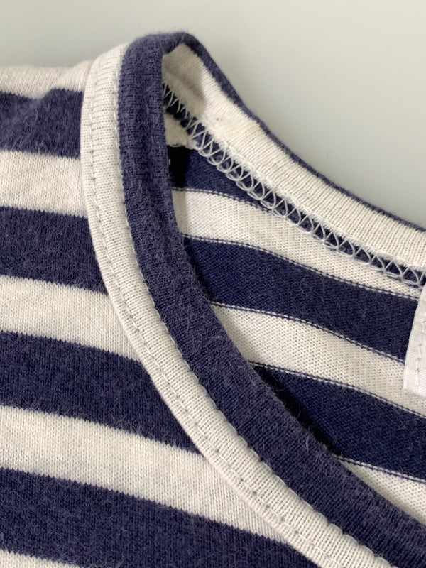 【中古品】【メンズ】 PLAY COMME DES GARCONS プレイコムデギャルソン LONG SLEEVE T-SHIRT WITH RED EMBLEM AZ-T010 BORDER ボーダー 長袖 Tシャツ 140-260823-em-14-min サイズ：L カラー：ネイビー/ホワイト 万代Net店